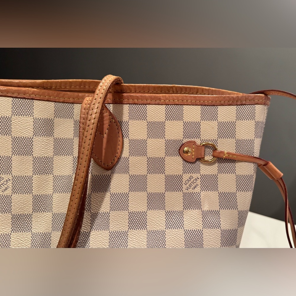 Louis Vuitton Neverfull MM Damier Azur Rose Ballerine Lining+Pouch Box/Dust Bag - Picture 6 of 11